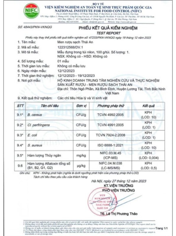 Men Rượu Sạch Thái An